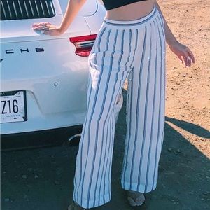 Aritzia Wilfred Free Striped Wide Leg Flowy Pants